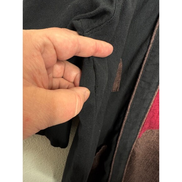 Dragonfly Medium Blouse Black Red Colorblock Tunic 3/4 Sleeve Cotton - Picture 7 of 8